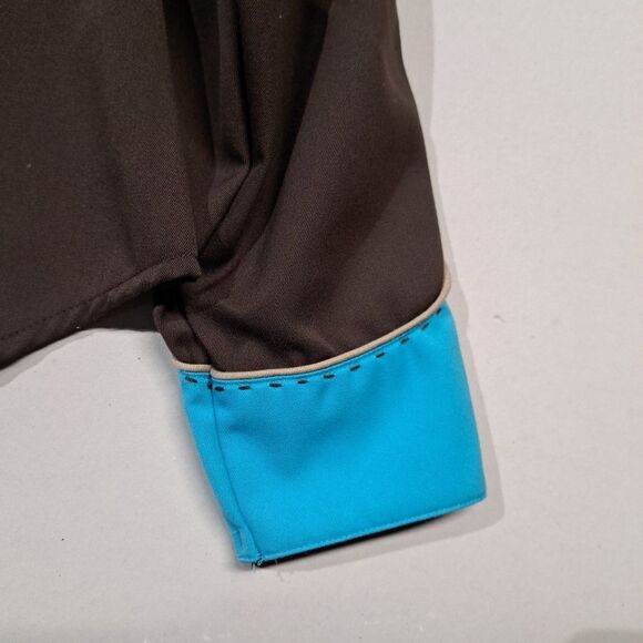 ROPER Embroidered Western XL Ladies Dress Shirt NWT Brown with Blue - Picture 6 of 12